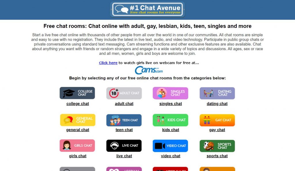 Chat Avenue Homepage